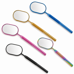 Handheld Oval Makeup Mirror Metal <b>Frame</b> Single Side <b>Pink</b> Gold Blue Black Rainbow - Product Image 1