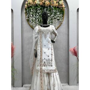 Ensemble haut-bas et dupatta pour soirée, taille XL, avec broderie et sequins pour un look élégant - Product Image 4