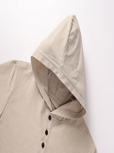 Men's Hooded Henley T Shirt Short Sleeve Casual Pullover Hooded Polo Tee for Summer Streetwear - Product Image 4
