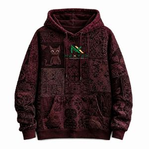 เสื้อฮู้ดดี้ผ้าควิลท์ลายปะติดปะต่อสำหรับฤดูหนาว พิมพ์ลายดิจิตอลทั้งตัว ผ้าโพลีเอสเตอร์/คอตตอนฟลีซ ทรงโอเวอร์ไซส์ น้ำหนัก 370 กรัม สำหรับทุกเพศ - Product Image 3