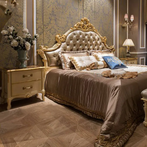 Juego de Dormitorio Barroco Moderno de Lujo, Madera de Caoba Sólida Tallada a Mano, Diseño Europeo Antiguo, Mesitas de Noche Tamaño King, Muebles para el Hogar - Product Image 1