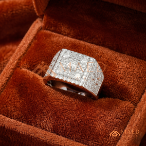 <b>Men</b>’s Silver Cluster Statement <b>Ring</b> – Luxury Hip Hop Bust Down Band Fully Iced Out Multi-Cut Lab Diamond Band - Product Image 4