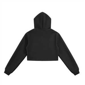 Sudadera con capucha corta para mujer, de algodón premium, forro polar, estilo esencial, holgada, informal, para gimnasio - Product Image 4