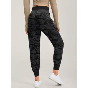 2025กางเกงวิ่งน้ำหนักเบาสำหรับผู้หญิง, กางเกงสีดำลายพรางลำลองออกกำลังกายในยิมท่องเที่ยวมีซิปกระเป๋า - Product Image 1