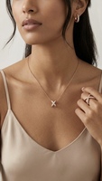 Christliches Design SHG Marke Unisex-Anhänger 14K Massivgold Rhodium-Plattiert Brillantschliff Solitär-Diamant Luxuriös Minimalistisch