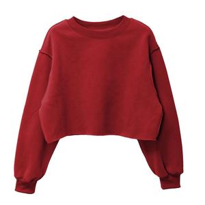 Tops cortos atléticos de manga larga para mujer, sudadera informal de entrenamiento de algodón con logotipo frontal, respetuoso con el medio ambiente y transpirable para el invierno - Product Image 1