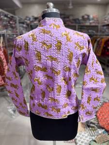 Purple Tiger Printed <b>Quilted</b> <b>Jacket</b> With Mandarin Collar Full Sleeve Women's Autumn Style GIFT FOR HER - Product Image 6