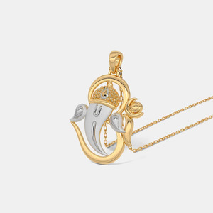 Collier pendentif Ganesha bicolore en diamant de laboratoire - Product Image 4