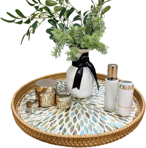 Artisanat artisanal en nacre et rotin, nouveau produit de qualité supérieure pour la réception de mariage, article de rangement pour la vaisselle. - Product Image 5