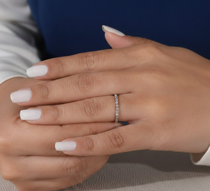0.20Ct Lab Grown Diamond Minimalist Stackable Women's Wedding Engagement <b>Ring</b> White Gold Rhodium Plated - Product Image 6
