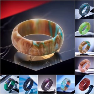 Bague ajustable unisexe en résine acrylique, modèle ange brillant fait main, bijou fantaisie pour femmes et filles - Product Image 3