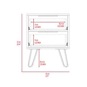 Comodino gamba forcina Nuvo con due cassetti - Product Image 3