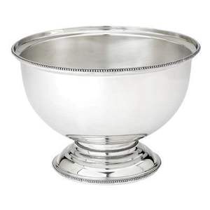 Bol de service en métal plaqué argent martelé de style luxueux avec poignées ornées en forme de tête de cerf, centre de table décoratif pour refroidisseur à vin - Product Image 2