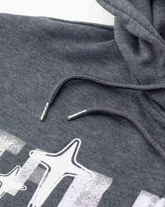 Men Gray <b>Zip</b>-<b>Up</b> Hoodie With <b>White</b> Letter Print Front Logo Regular Fit Unisex Cotton French Terry Casual Autumn Wear - Product Image 3