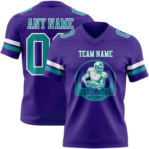Custom American Football Jersey Teal Pink Gradient V-Neck Short Sleeve Moisture Wicking Four-Way Stretch Unisex Adult Sublimated - Product Image 5