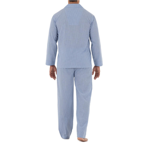 Pyjama à revers gris clair uni pour hommes, en coton, à manches longues, doux, confortable, léger, vêtements de nuit pour hommes, vêtements de maison - Product Image 2