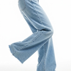 Jeans de Mujer de Pierna Ancha y Lavado Claro, Pantalones de Mezclilla Rectos para Uso Diario Informal - Product Image 4