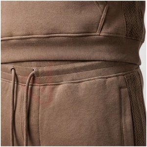 Ensemble de survêtement à capuche marron pour homme, manches longues, couleur unie, décontracté, respirant, coupe régulière, pour l'automne - Product Image 5