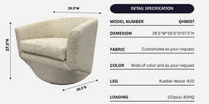 Meubles tapissés confortables de chaise d'accent de pivot minimaliste pour l'hôtel et le salon - Product Image 6