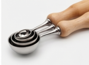 Juego de cucharas medidoras artesanales con mango de madera, de acero inoxidable, ecológicas, herramientas de cocina perfectas para cocinar y hornear - Product Image 6