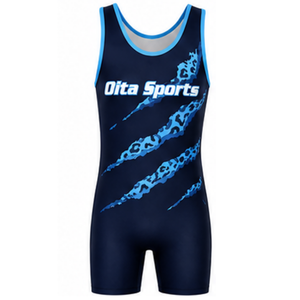 Combinaison de lutte sublimée bleu marine pour hommes, en polyester léger, uniforme sportif athlétique, entraînement de lutte, performance, compétition - Product Image 2