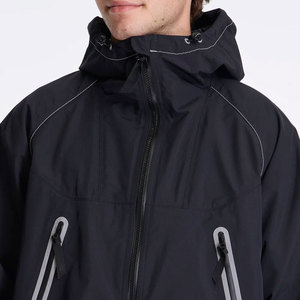 Veste matelassée imperméable à capuche pour homme, couleur unie, fermeture éclair, style sportif, vêtement d'extérieur d'hiver, coupe ample, en polyester - Product Image 6