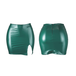 Hot Sale Ladies Elegant <b>Leather</b> Pleated Mini Skirt Women Solid Color Sexy Fashion Cowhide <b>leather</b> <b>Short</b> Skirts - Product Image 1