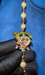 Pendentif Personnage de Dessin Animé en Argent 925 Plaqué Or avec Moissanite, Breloques Thème Mignonnes pour Usage Quotidien, Bijoux Hip Hop - Product Image 2