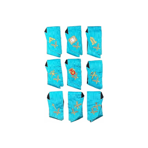 Nuevo estilo de conjunto de 9 collares masónicos de oficial de Memphis Misraim, bordados a mano, con delantal y estuche, collar de la Arcada Real con equipamiento completo. - Product Image 3