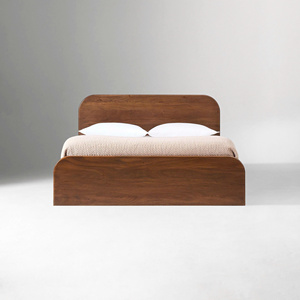 Lit plateforme en bois massif de style mid-century moderne, taille Queen, design durable - Product Image 2