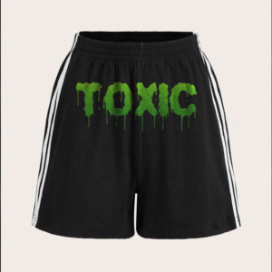 Shorts de punto transpirables de algodón marrón para mujer, de corte regular, estilo urbano, con cintura elástica, logo de letras doradas y bolsillos - Product Image 5