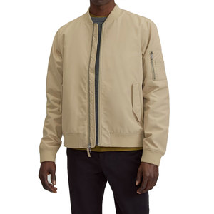 Blouson bomber en polaire bleu marine pour homme, 100% polyester, imprimé lumineux, résistant au vent et à l'eau, fermeture éclair, col montant, coupe classique - Product Image 1