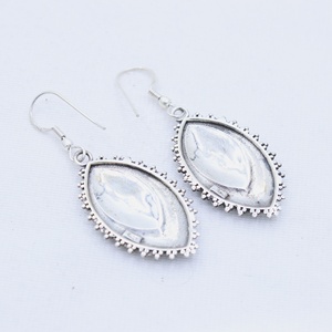Wholesale Oxidized 925 Sterling Silver Floral Granulation Marquise Drop Earrings Memoria Jewels - Product Image 2