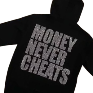 Sweat à capuche noir personnalisé avec logo en strass, 100% coton, streetwear oversize d'hiver pour hommes et femmes - Product Image 4