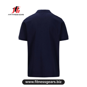 Polo à manches courtes pour homme, bleu marine, coton piqué, respirant, coupe décontractée, longueur normale, couleur unie, tricoté - Product Image 3