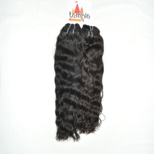 Extensions Lace Front en Cheveux Naturels Indiens Remy Bruts, Doux, Noirs, Ondulés, Coupe Droite, Cheveux de Temple, Double Trame Faite à la Machine, 100g - Product Image 6