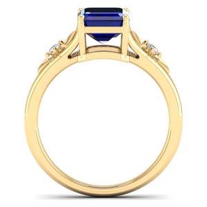 Bague solitaire REYES nouvelle arrivée en or massif 14 carats avec saphir bleu taille émeraude 2,5 carats pour femme, bijoux en moissanite certifiée GRA - Product Image 4