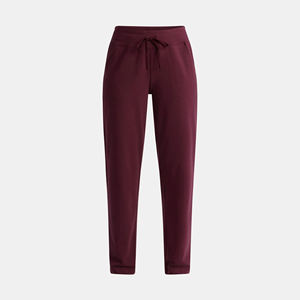 Pantalones Jogger de Punto Planos Color Borgoña para Mujer, Cintura Media, Cordón Ajustable, Corte Holgado, Largura al Tobillo, Casuales con Bolsillos - Product Image 1
