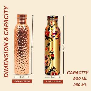 Botella de Agua de Cobre Puro al 100% de 650 ml, Diseño Personalizado de Primera Calidad, para Beber, para Hombres y Mujeres, Tapa a Prueba de Fugas, Libre de BPA - Product Image 5