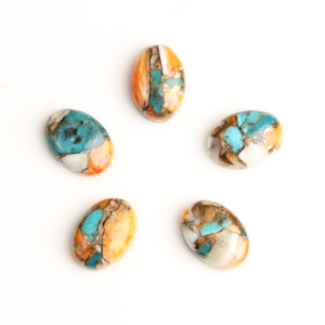 Pierre précieuse en vrac de qualité supérieure, taille personnalisée, Turquoise Cuivre Oyster Mohave, forme ovale, finition polie et lisse, cabochon à dos plat, pour la fabrication de bijoux - Product Image 2