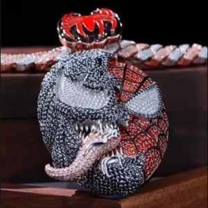 Collar con colgante de máscara de araña de moissanita de lujo, joyería llamativa estilo hip hop con incrustaciones de circonitas y cadena cubana, diseño llamativo - Product Image 4