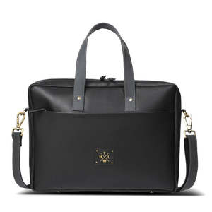 Sac à bandoulière pour ordinateur portable en cuir véritable noir grande capacité pour les voyages d'affaires - Product Image 5