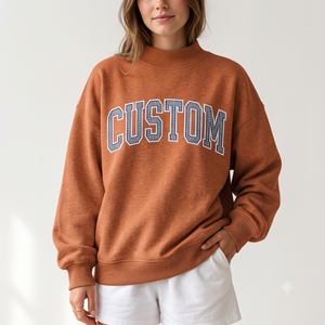 High Quality Custom Women Oversized Mock Neck Sweatshirt 100% Cotton Loose Fit <b>Drop</b> Shoulder Wholesale Apparel - Product Image 1