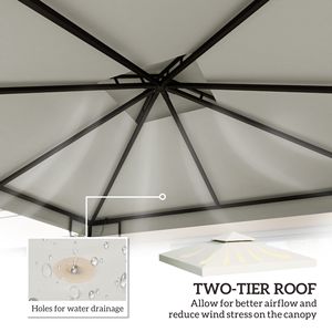 Telo di Ricambio Moderno a 2 Livelli Anti-UV 3x3m per Gazebo, Copertura Bianco Crema per Giardino, Patio, Cortile, Padiglione Esterno - Product Image 4