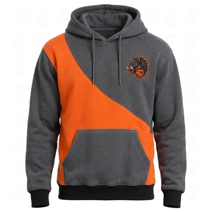 Sweat-shirt à capuche pour homme, color block, avec logo de basketball, poche kangourou, style décontracté d'automne, fabriqué au Pakistan - Product Image 1