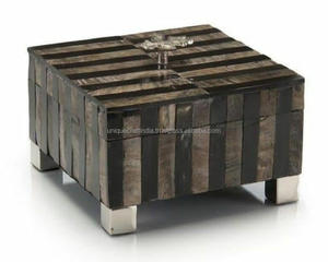 Elegante CAJA DE RECUERDO DE MDF hecha a mano con incrustaciones de cuerno natural y tapa curva, almacenamiento de joyería ideal para regalos y decoración moderna del hogar - Product Image 4