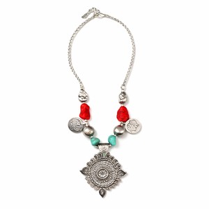 Conjunto de Joyería Bohemia Cristiana Tibetana Chapada en Plata Antigua Vintage con Piedras de Vidrio para Fiestas y Uso Diario de Mujeres - Product Image 2