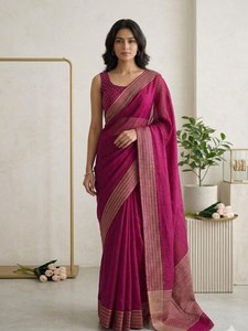 Elegant Traditional Party Wear Women's Black Purple Pink Green Pure HO Silk <b>Saree</b> Zari Border Rich Pallu Russian Silk <b>Blouse</b> - Product Image 3