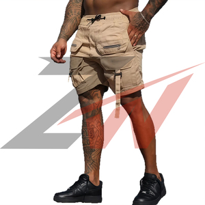 Shorts cargo tactiques décontractés pour hommes, 100% polyester, imperméables, résistants à l'usure, respirants, taille élastique, pantalons de randonnée - Product Image 5