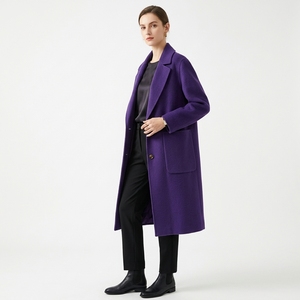 Wholesale Purple <b>Winter</b> Women's Breathable Eco-Friendly Woolen <b>Coat</b> Standard <b>Thickness</b> Full Sleeve Long Casual <b>Coats</b> - Product Image 3